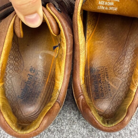 ✅Mens 9/9.5 Timberland Brown Leather Oxford Shoes Moc-Toe Comfort System✅Peeling - Picture 5 of 14